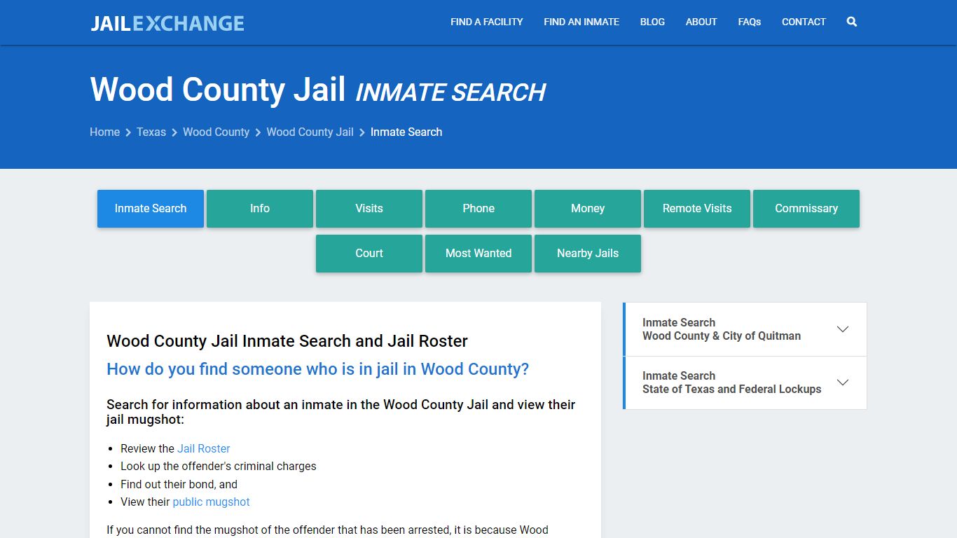 Inmate Search: Roster & Mugshots - Wood County Jail, TX